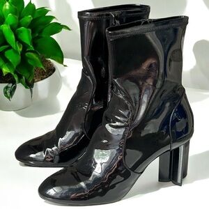 Louis Vuitton Black Patent Leather Silhouette Boots Excellent Size 38